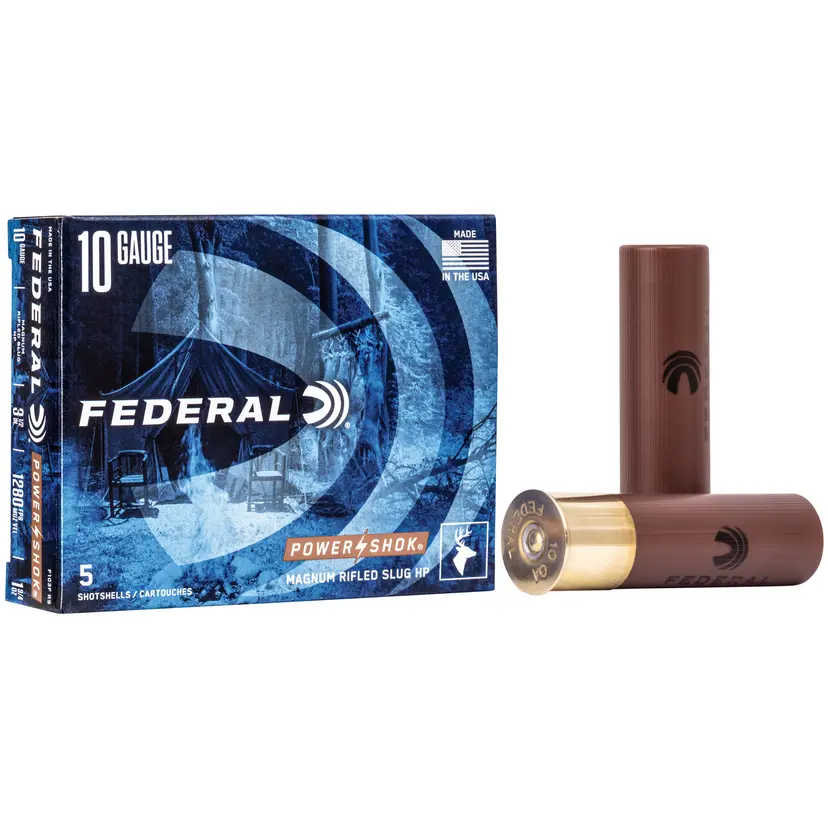 Federal PowerShok 10 Gauge 3.5" 1.75oz Rifled Slug Hollow Point Ammo 5 Rounds - 1