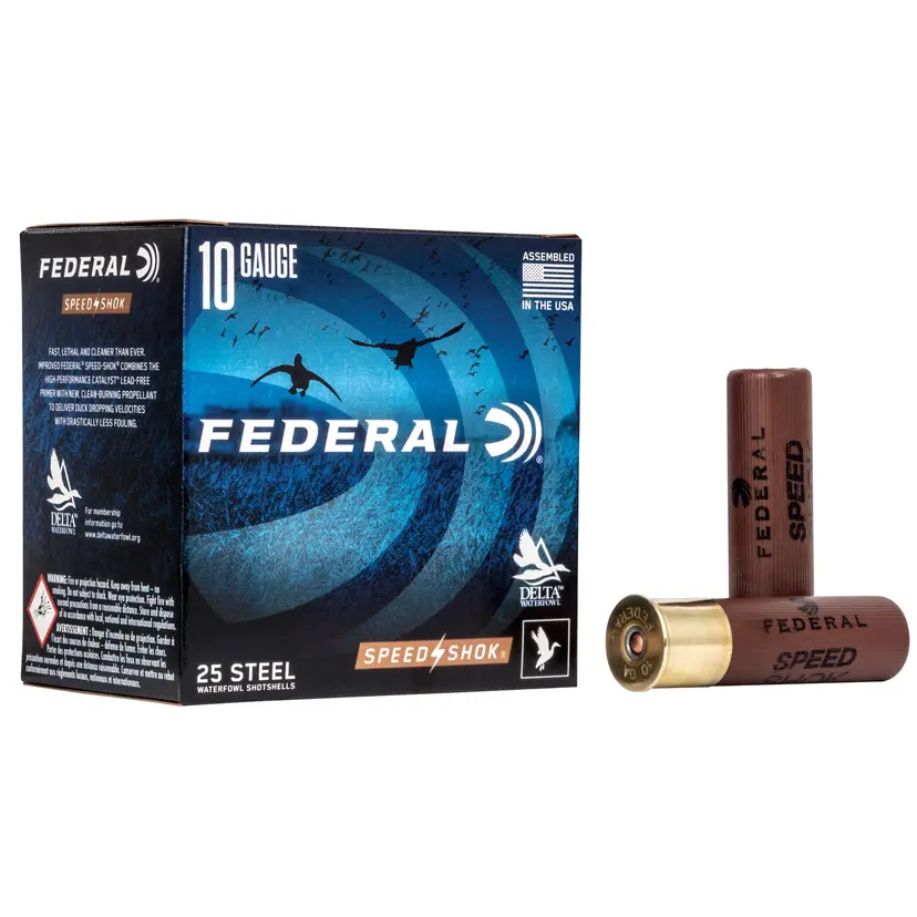Federal Speed-Shok 10 Gauge 3.5" BB Steel Shot 1.5oz Lead-Free Ammunition 25 Rounds – California Certified - 1