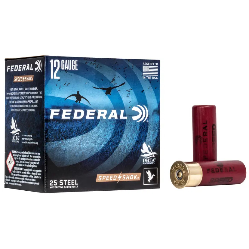 Federal Speed-Shok 12 Gauge 3" #3 Steel Shot 1 1/8 oz Lead Free Ammo 25 Rounds – California Certified Nonlead - 1