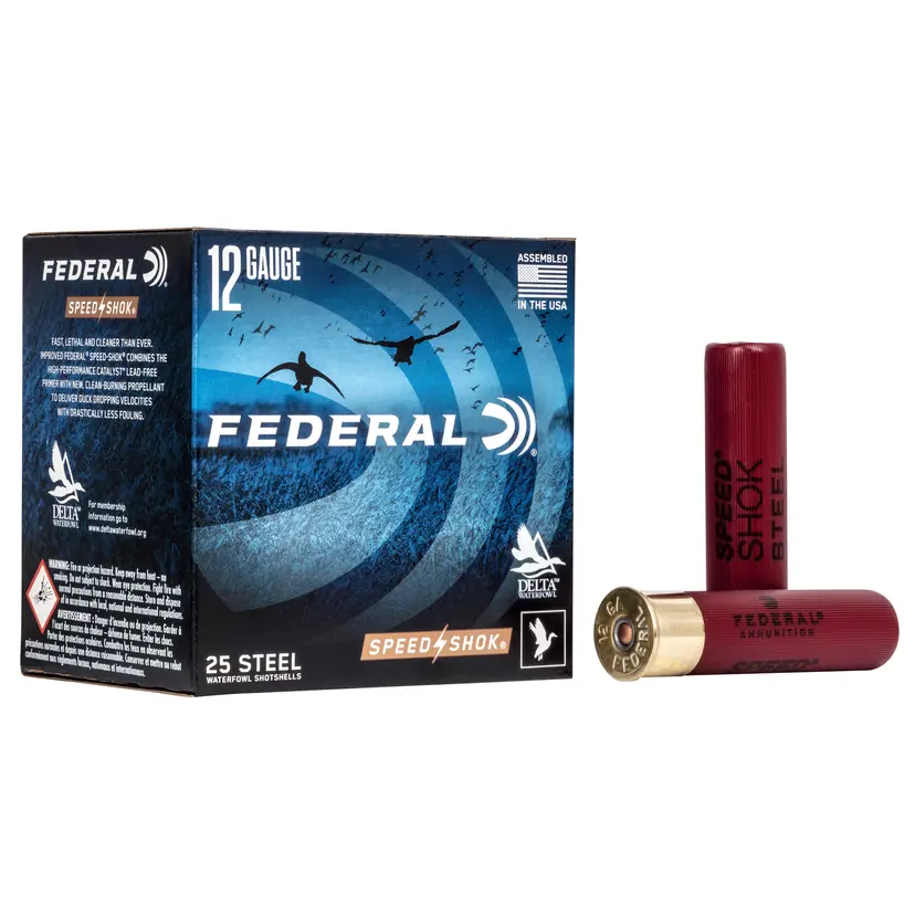 Federal Speed-Shok 12 Gauge 3.5" #3 Steel Shot Lead Free Ammunition 25 Rounds California Certified - 1