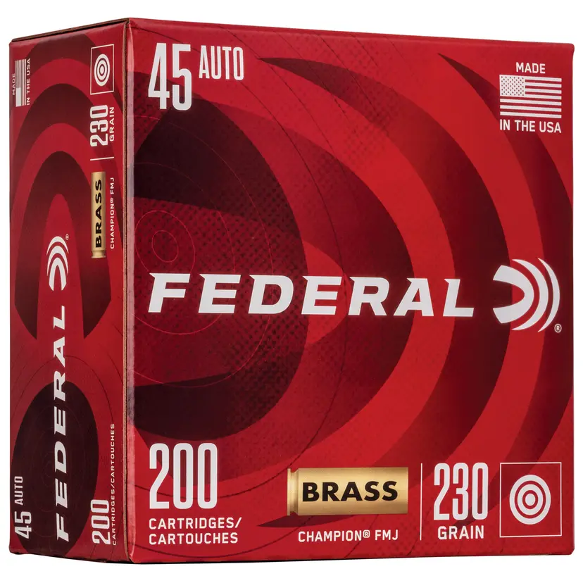 Federal Champion .45 ACP 230 Grain FMJ Ammo 5x 200 Round Box 1,000rds case - 1