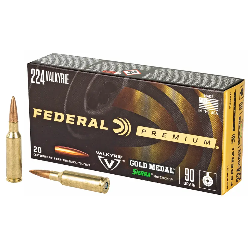 Federal Premium .224Valkyrie 90Gr Gold Medal Sierra Match King 20rd - 1