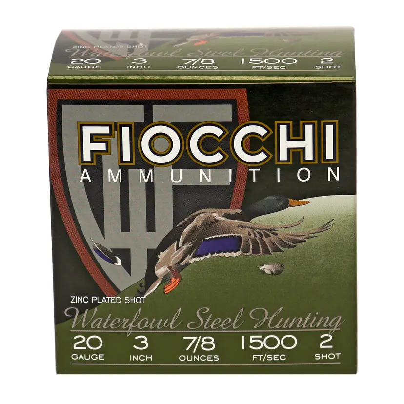 Fiocchi 20 Gauge Flyway Steel Shot #2 3" Waterfowl Ammunition 25 Rounds - 1