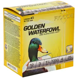 Fiocchi Golden Waterfowl 12 Gauge 3" #4 Steel Shot Ammo – 25 Rounds - 2