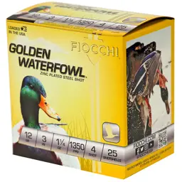 Fiocchi Golden Waterfowl 12 Gauge 3" #4 Steel Shot Ammo – 25 Rounds - 3