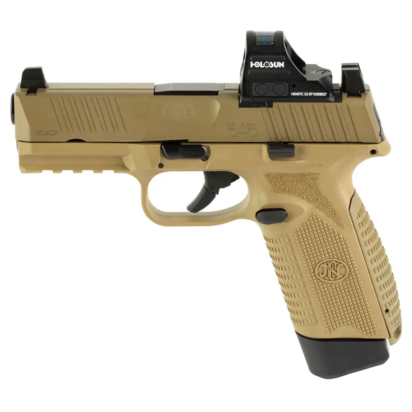 FN 545 MRD .45 ACP Mid-Size Pistol with Holosun 407C Red Dot Sight - 1