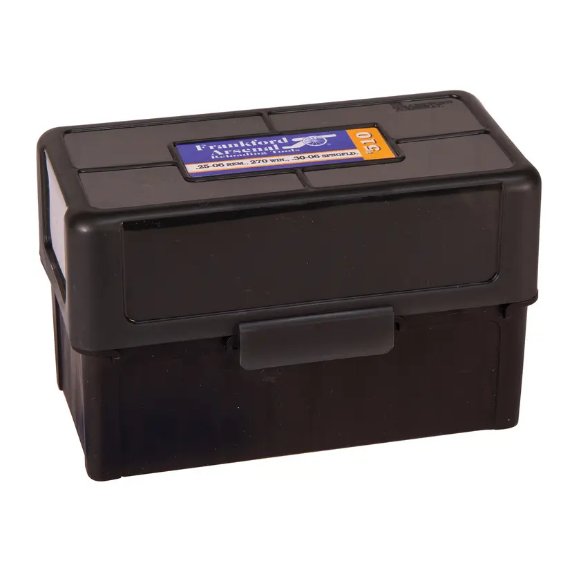 Frankford Arsenal Ammo Box 270-30-06, 50 Round Hinge-Top Case, Fits 270 Winchester, 30-06 Springfield, .410 Gauge, Smoke Gray Plastic - 1