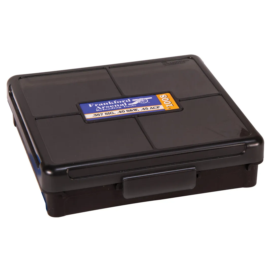 Frankford Arsenal Hinge-Top Ammo Box 100 Round for 10MM 40 S&W 45ACP Smoke Gray Plastic