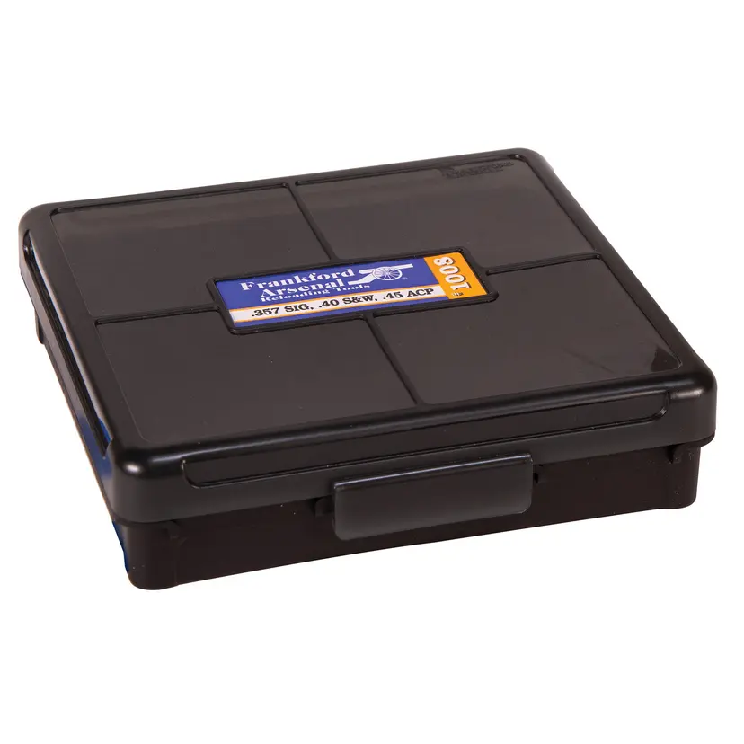 Frankford Arsenal Hinge-Top Ammo Box 100 Round for 10MM 40 S&W 45ACP Smoke Gray Plastic - 1