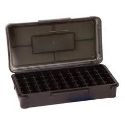 Frankford Arsenal Hinge-Top Ammo Box 50 Round | Fits 10MM, 40 S&W, 45ACP | Smoke Gray Plastic - 2