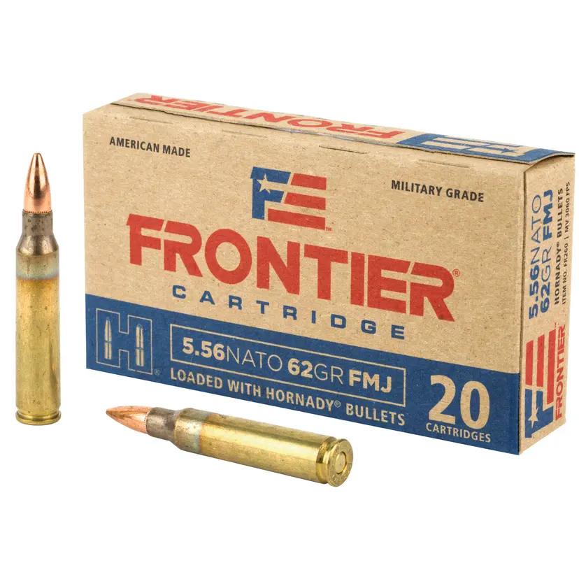 Frontier 5.56 NATO 62 Grain FMJ Ammunition, 20 Rounds (25 Boxes) – Lake City Brass 500rds Case - 1