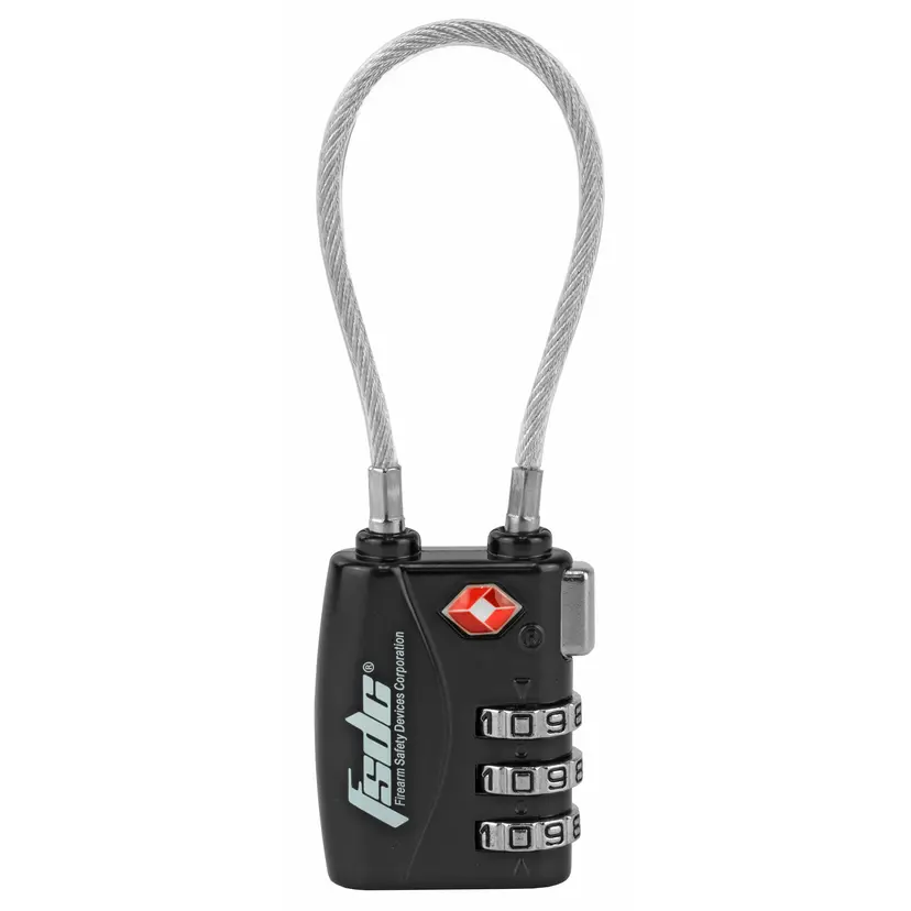 FSDC 3-Dial TSA Approved Combo Cable Lock for Firearm Security – Black Steel Cable - 1