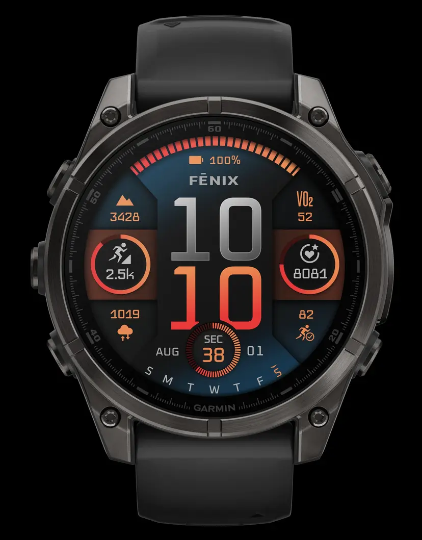 Garmin Fenix 8 GPS w/ Smart Features 32GB Memory Black/Pebble Grey AMOLED - 1