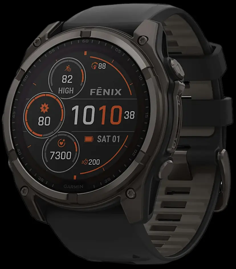 Garmin Fenix 8 Solar Gray Band Sunlight-Visible/Transflective MIP Display Compatible w/ iPhone/Android - 1