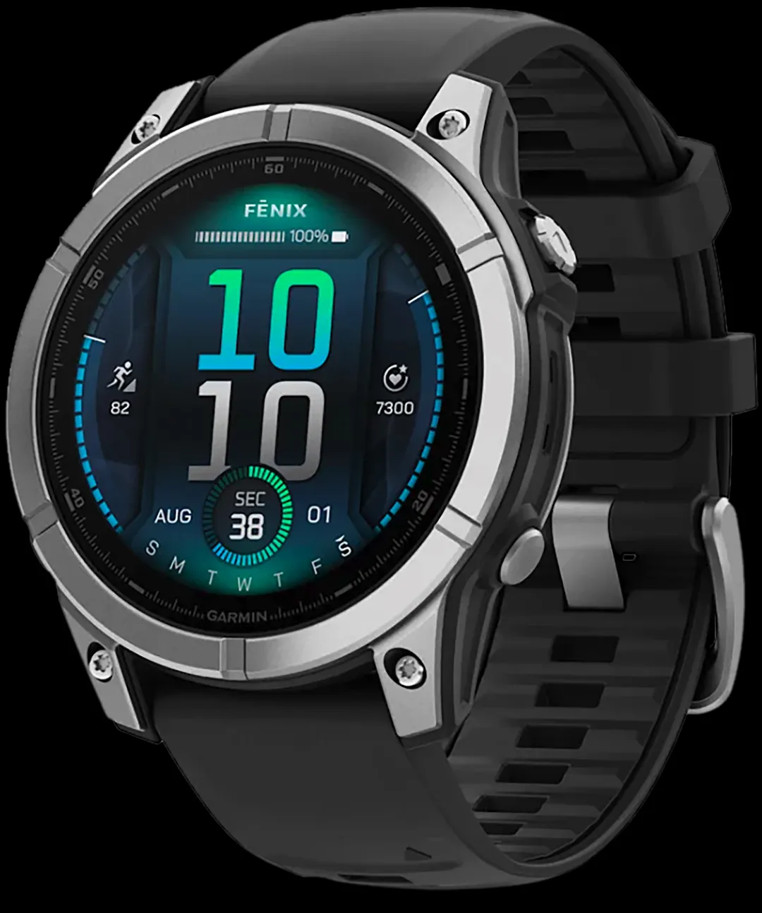 Garmin Fenix E AMOLED Edition Stainless Steel/Black Band AMOLED Display Compatible w/ iPhone/Android