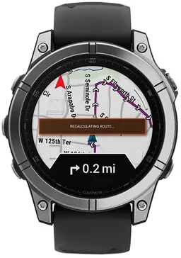 Garmin Fenix E AMOLED Edition Stainless Steel/Black Band AMOLED Display Compatible w/ iPhone/Android - 2