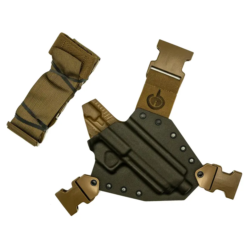 GunfightersINC Kenai Chest Holster for Sig P320 X-TEN – Kydex Shell, Nylon Harness, Right Hand, Gray/Coyote Brown - 1