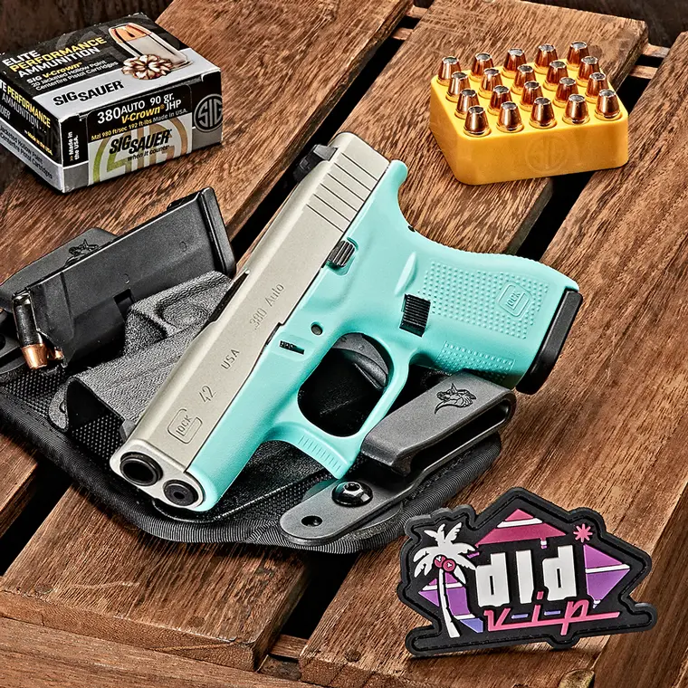 Glock 42 .380ACP Crushed Silver/Robin's Egg Blue Cerakote - 1