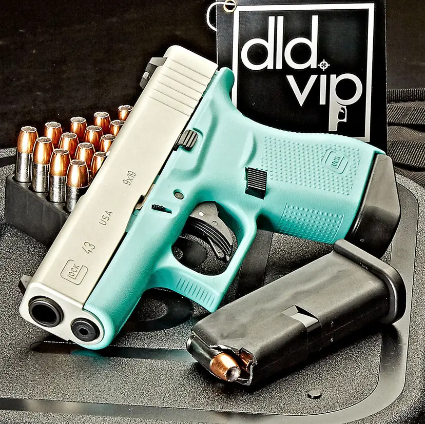 Glock 43 9mm Aluminum/Robin's Egg Blue Cerakote - 1