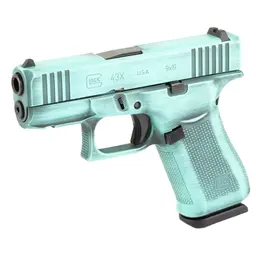GLOCK 43X 9MM Robins Egg Blue Battleworn - 1