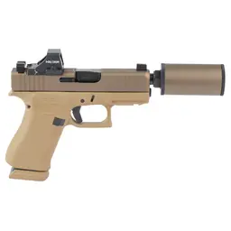 GLOCK 43X Hush Puppy 9mm Sub-Compact Pistol FDE 3.92in Threaded Barrel 1/2x28 Holosun 407K 15rd w/ Model 2 Suppressor - 2