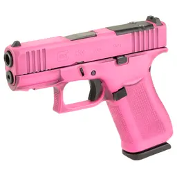 GLOCK 43X MOS 9mm 3.41in Striker-Fired Sub-Compact Pistol, 10+1, Battle Worn Bubble Gum Pink Cerakote, Optic Cut, 2 Mags - 4