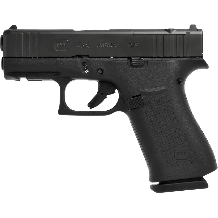 GLOCK 43X MOS 9mm Sub-Compact Striker-Fired Pistol 3.41in Barrel Black nDLC, Fixed Sights, 15rd, 2 Mags - 1