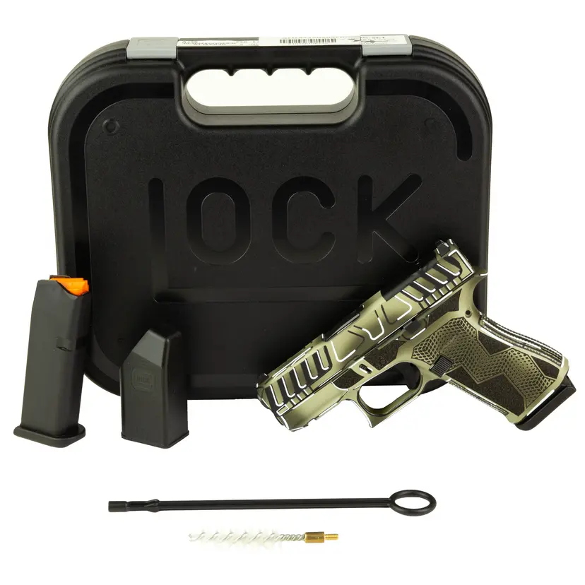 GLOCK 43X MOS 9mm Sub-Compact Striker-Fired Pistol 3.41in Barrel 10+1 Fixed Sights ODG Anime Cerakote Shark Coast Tactical - 1