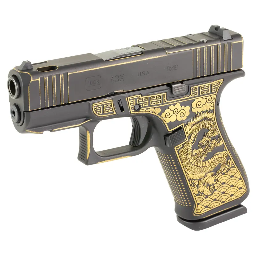 GLOCK 43XC 9MM Dragon Engraved Sub-Compact Pistol - 1