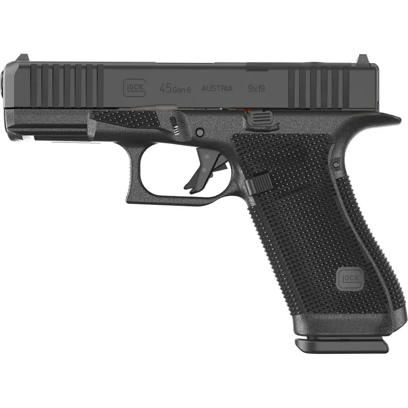 GLOCK 45 Gen 6 9mm Striker-Fired Full-Size Pistol 4.02in Barrel Black DLC Optics Ready 17rd 3 Mags - 1