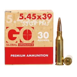 Global Ordnance 5.45x39mm 55gr FMJ Brass Ammo 30 Rounds - 1