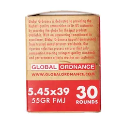 Global Ordnance 5.45x39mm 55gr FMJ Brass Ammo 30 Rounds - 3