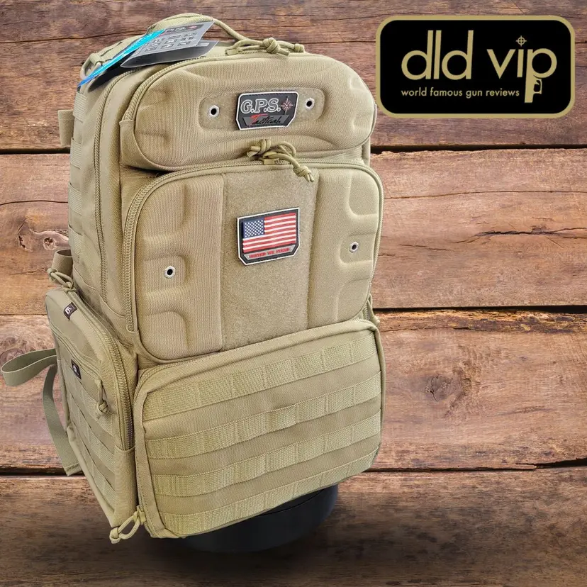GPS Outdoors Tactical Tall Range Backpack w/ 4 Gun Cradle FDE - 1