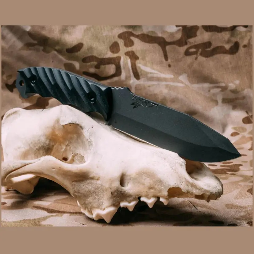 Half Face Blades Disaster Breacher Elite Black Cerakote G10 Iron Grip Allen Bolts w/ Sheath - 1