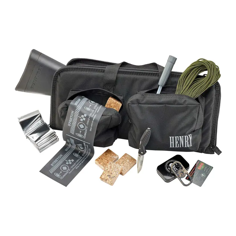 Henry US Survival 22LR Semi-Auto Rifle Black 16.125" Barrel with Gear & Bag – 8 Rounds, Adjustable Sights - 1