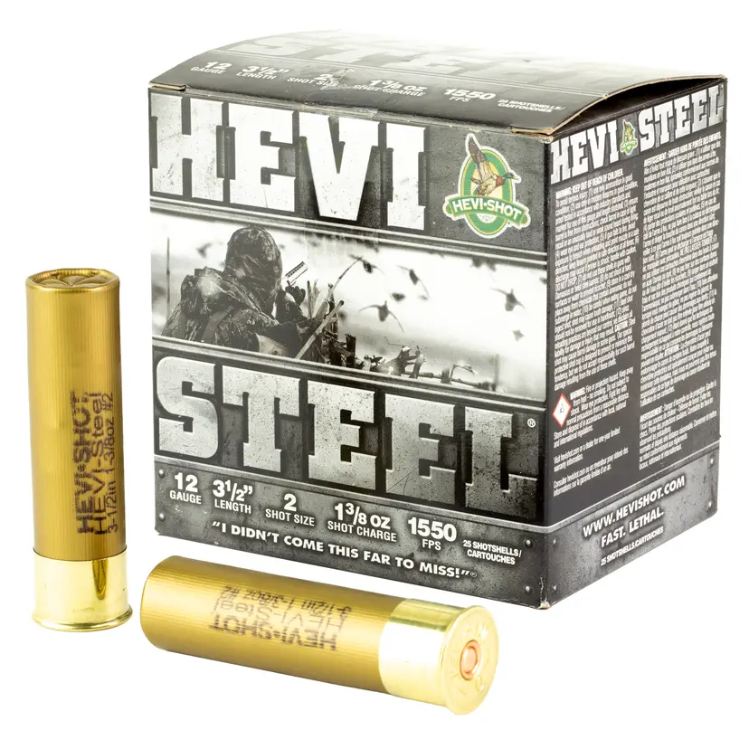 HEVI-Shot HEVI-Steel 12 Gauge 3.5" #2 Shot 1 3/8 oz 25 Rounds – High Velocity Steel Shot Ammunition - 1