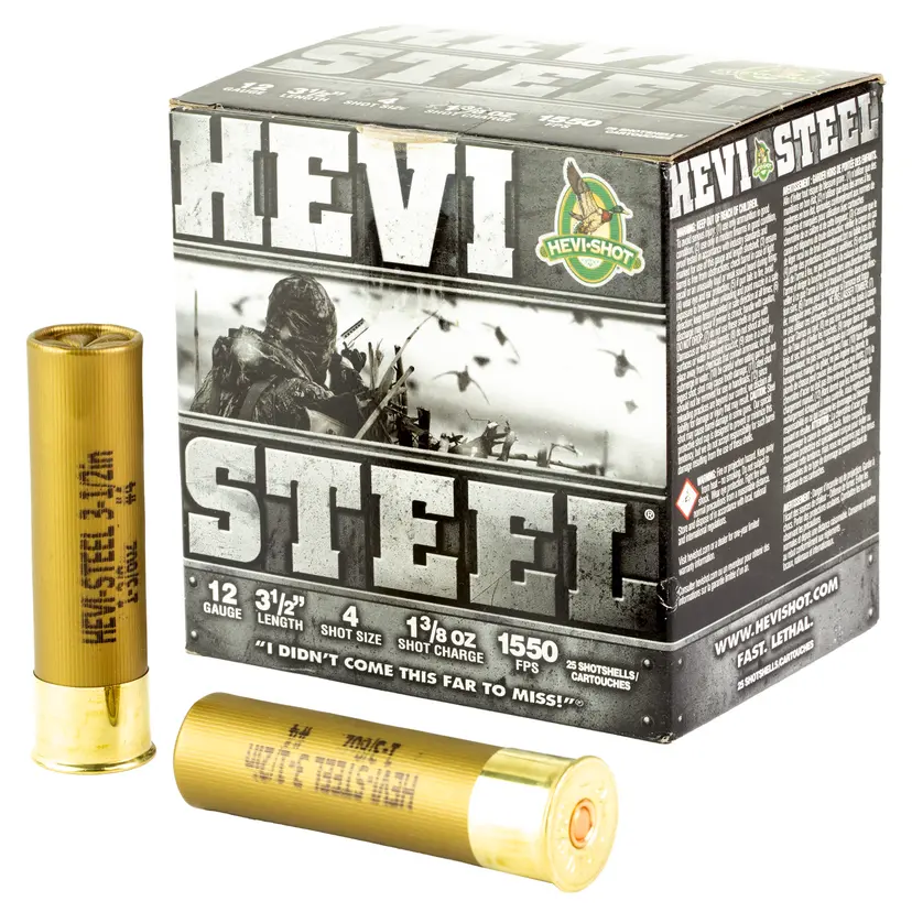 HEVI-Shot HEVI-Steel 12 Gauge 3.5" #4 Shot 1 3/8 oz 25 Rounds - 1