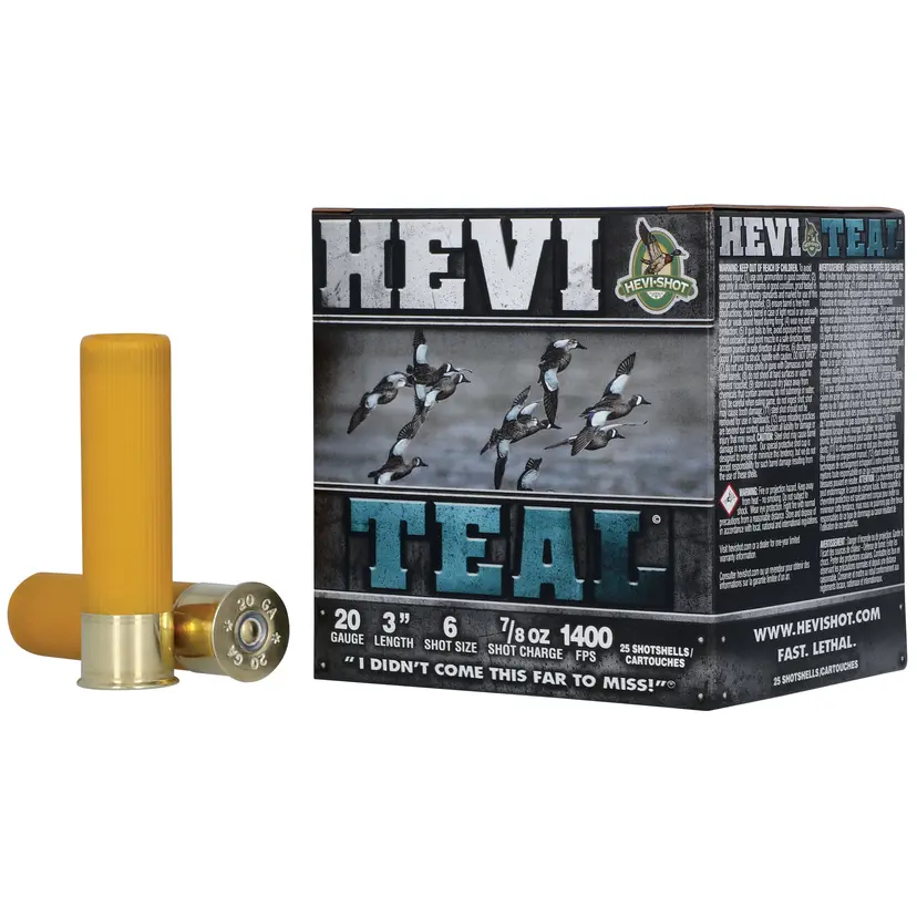 HEVI-Shot HEVI-Teal 20 Gauge 3" #6 Bismuth Shotgun Shells 25 Rounds - 1