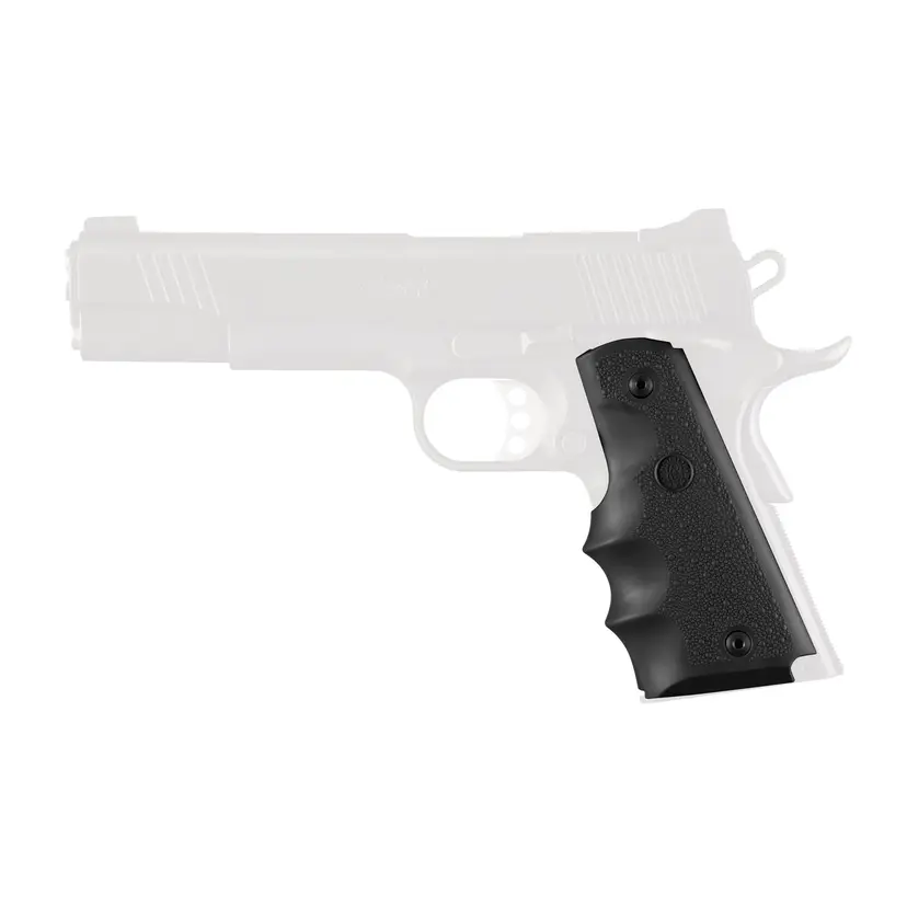 Hogue 1911 Government Rubber Grip with Finger Grooves Black - 1