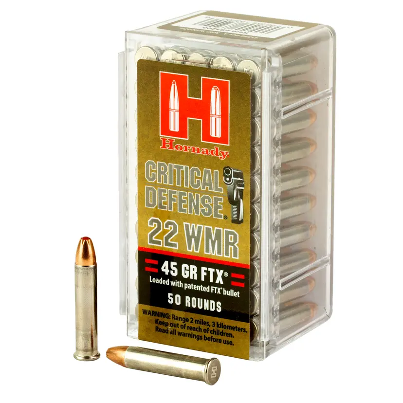 Hornady Critical Defense 22WMR 45 Grain FTX Ammunition – 50 Rounds - 1