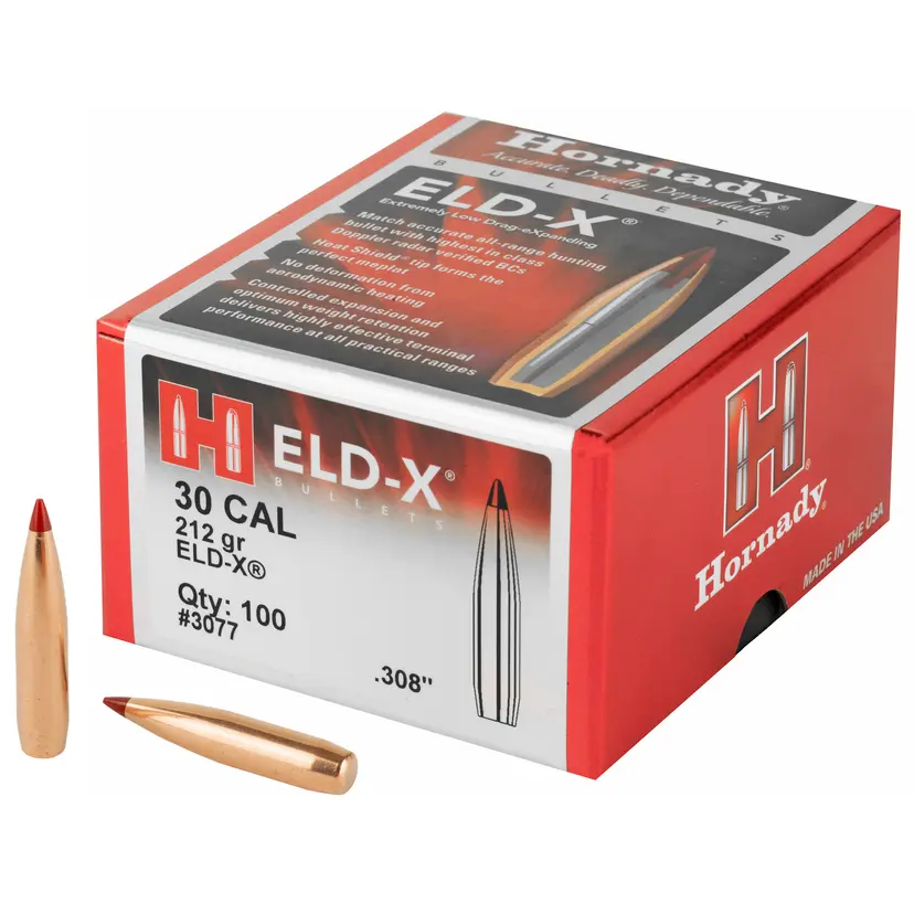 Hornady ELD-X 30 Cal .308 212 Grain Ballistic Tip Bullets 100 Count - 1