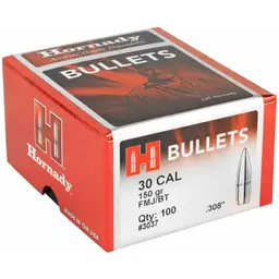 Hornady FMJ-BT 30 Cal .308 150 Grain Boat Tail Bullets – 100 Count Reloading Supplies - 2