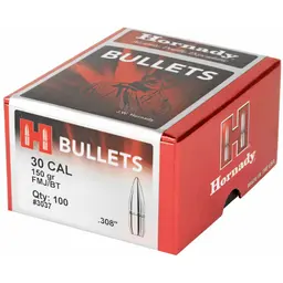 Hornady FMJ-BT 30 Cal .308 150 Grain Boat Tail Bullets – 100 Count Reloading Supplies - 3