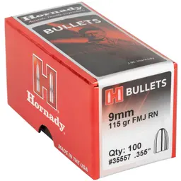 Hornady FMJ-RN 9mm Bullets .355 115gr Round Nose – 100 Count Reloading Supplies - 2