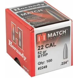 Hornady Match .224 52 Grain BTHP Bullets – 22 Caliber Reloading, 100 Count - 2