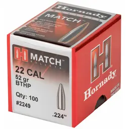 Hornady Match .224 52 Grain BTHP Bullets – 22 Caliber Reloading, 100 Count - 3