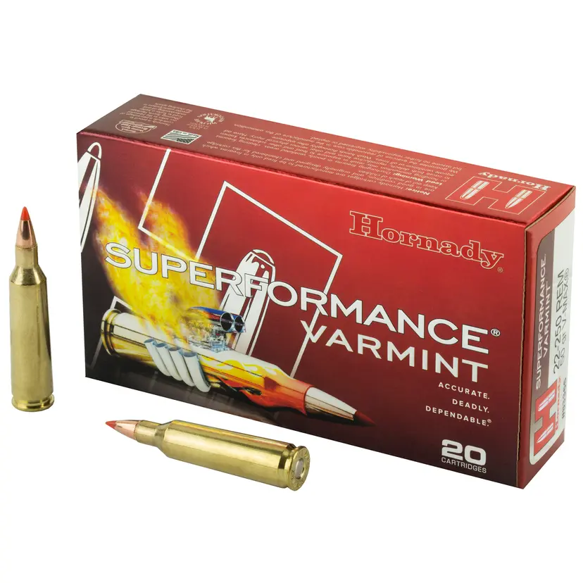 Hornady Superformance 22-250 Rem 50 Grain V-Max Ammunition – 20 Rounds - 1