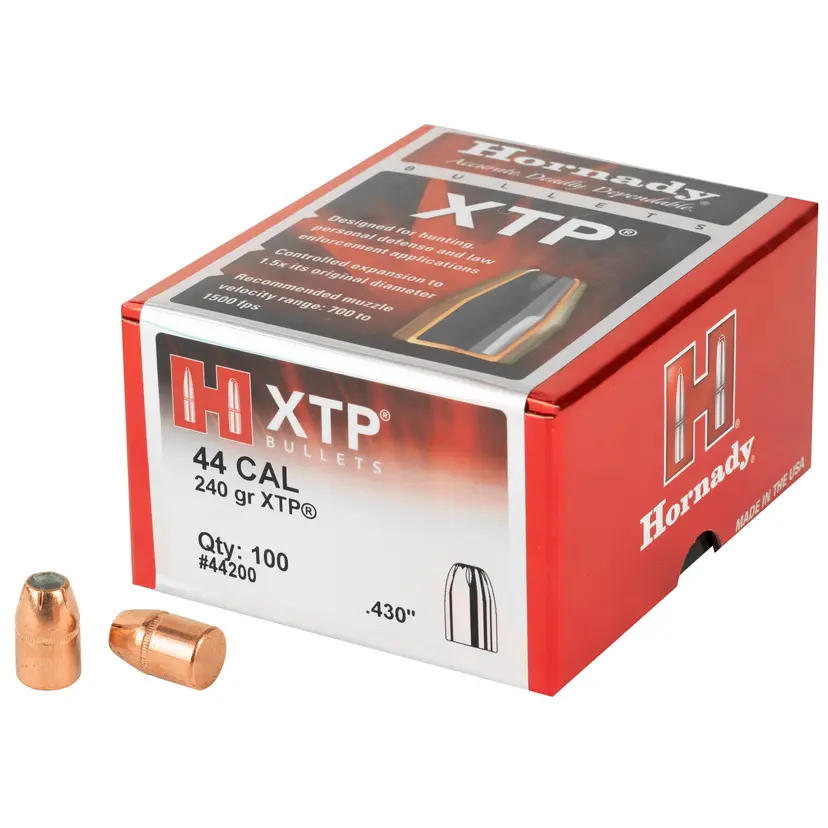 Hornady XTP 44 Caliber .430 240 Grain Hollow Point Bullets – 100 Count - 1