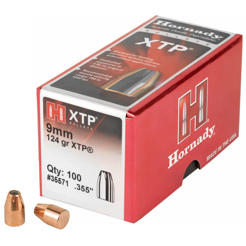 Hornady XTP 9mm 124gr Hollow Point Bullets .355 Diameter – 100 Count - 1