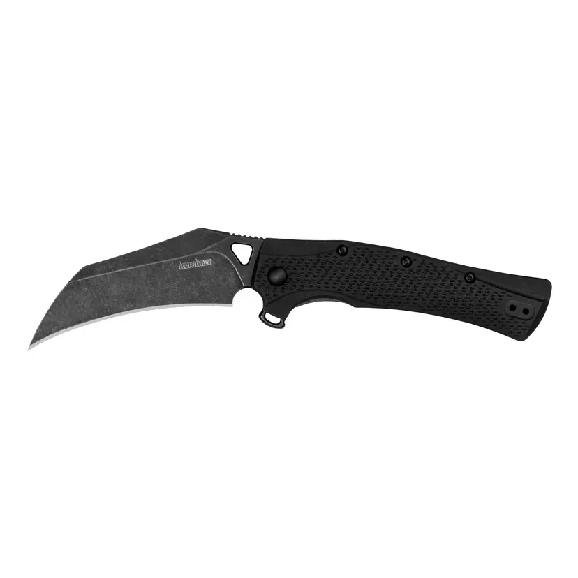 Kershaw Dawnstar 3.5" Black Folding Knife – Hawkbill Blade, Liner Lock, BlackWash Finish - 1